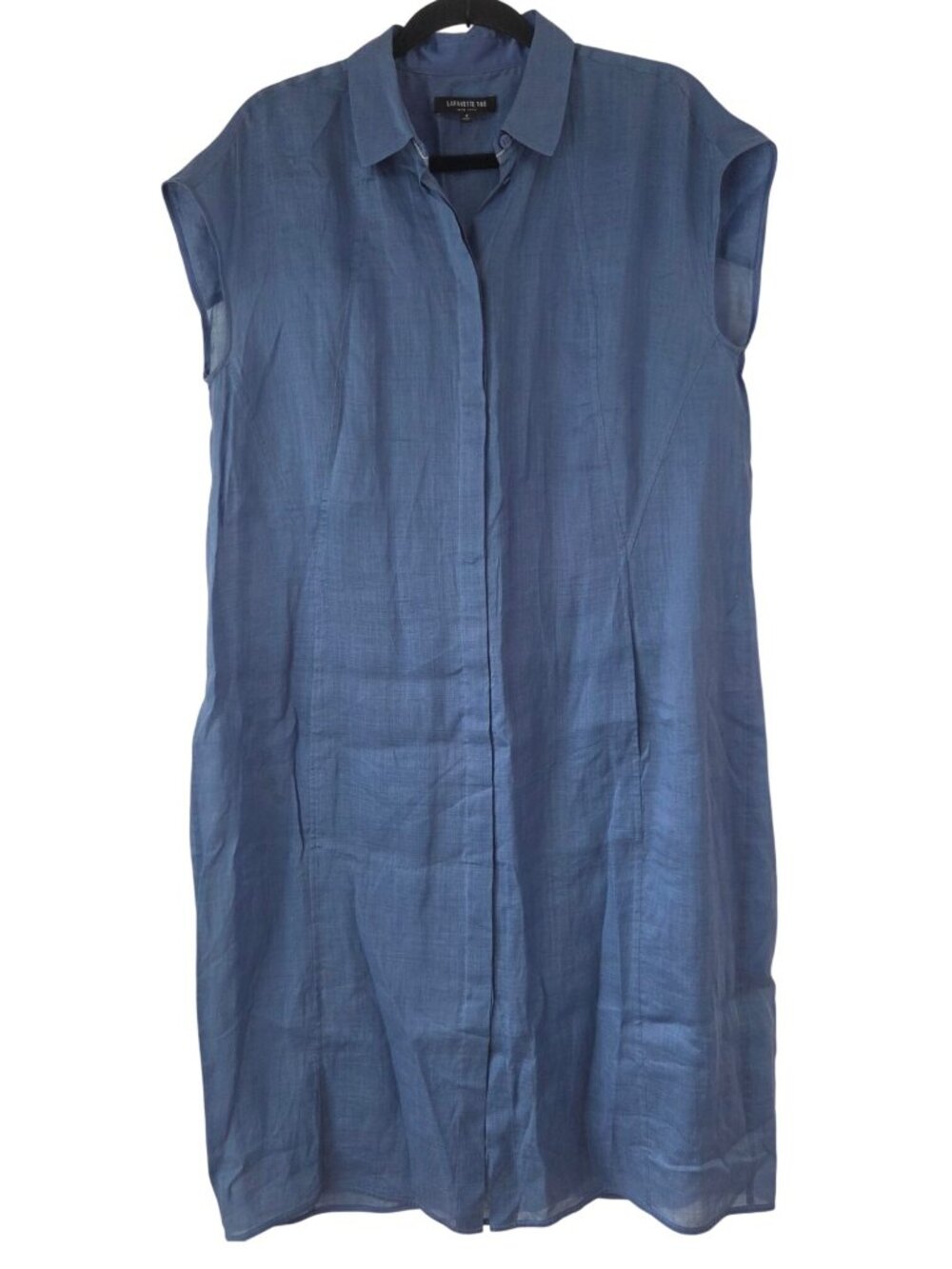 Lafayette 148 Sleeveless Blue Shirt Dress Midi Length Women's S
